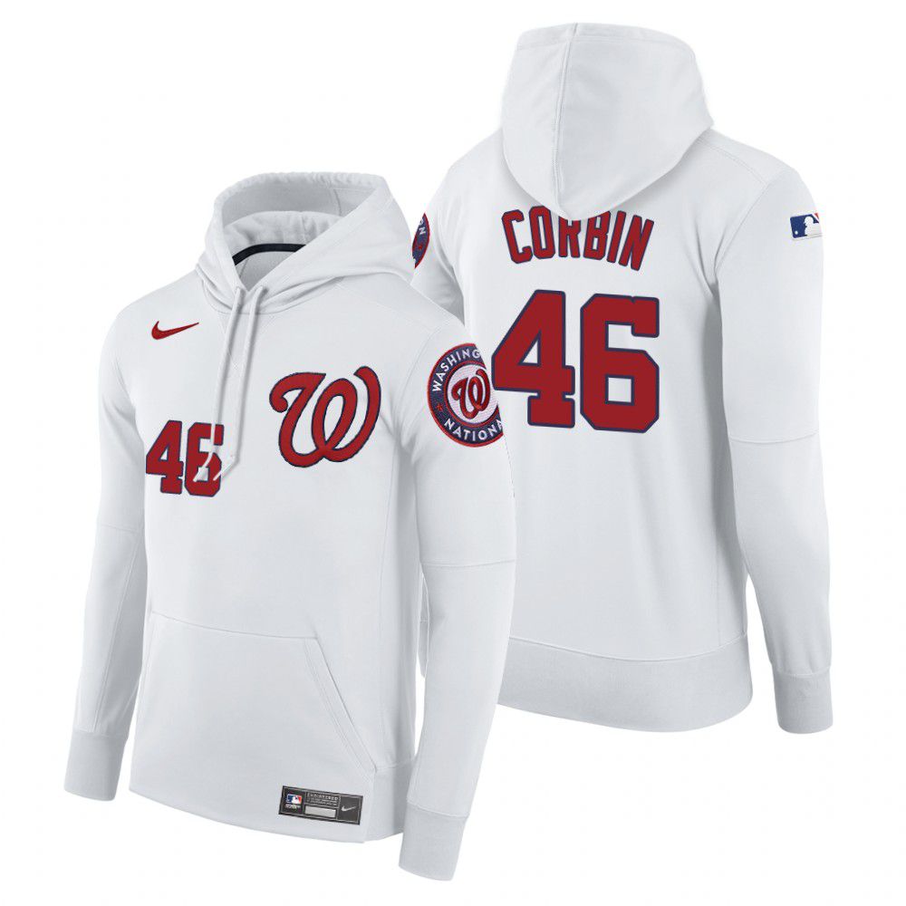 Men Washington Nationals #46 Corbin white home hoodie 2021 MLB Nike Jerseys